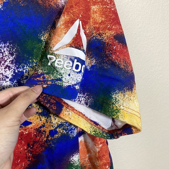 REEBOK Hoodie Unisex Size 2XL Rainbow Pullover Short Sleeve - Picture 7 of 9
